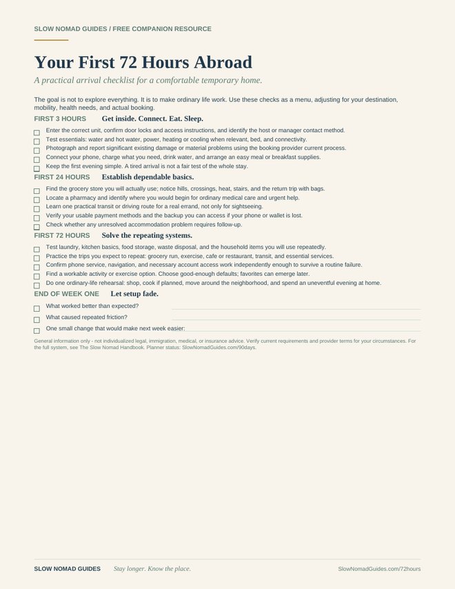 72-Hour Arrival Checklist preview